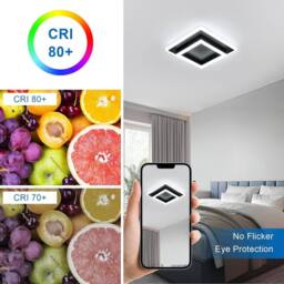 Goeco LED Ceiling Light, 30W, Square, Modern Acrylic Ceiling Lighting, 6500K in Black - thumbnail 7
