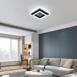 Goeco LED Ceiling Light, 30W, Square, Modern Acrylic Ceiling Lighting, 6500K in Black - thumbnail 3