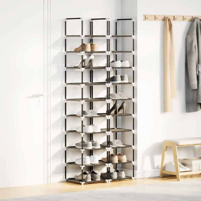 Berkfield Home Shoe Racks 2 pcs 10-Tier Black 33x33x174 cm Non-woven Fabric - Size: 33 x 33 x 174 cm - image 1