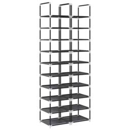 Berkfield Home Shoe Racks 2 pcs 10-Tier Black 33x33x174 cm Non-woven Fabric - Size: 33 x 33 x 174 cm - thumbnail 3