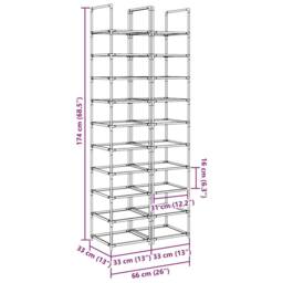 Berkfield Home Shoe Racks 2 pcs 10-Tier Black 33x33x174 cm Non-woven Fabric - Size: 33 x 33 x 174 cm - thumbnail 9