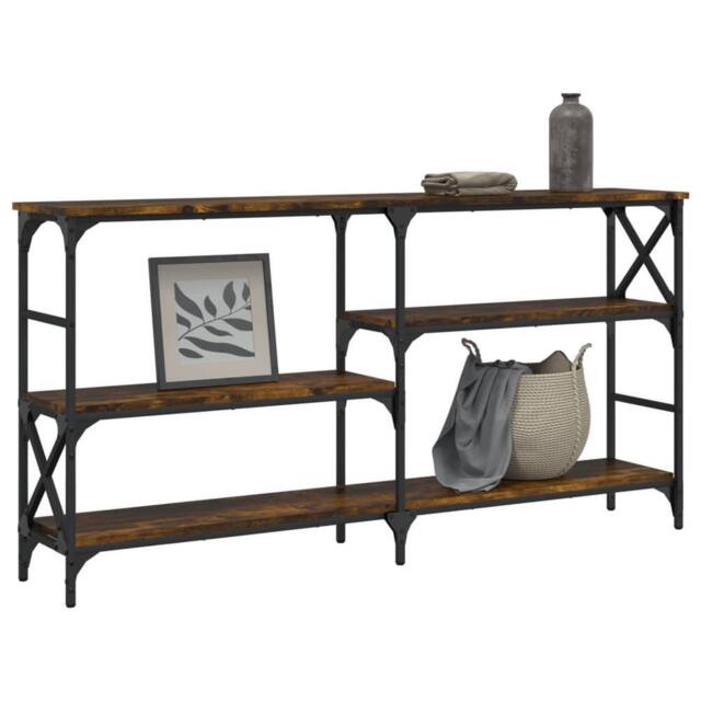 Berkfield Home Decorative Console Table Smoked Oak 150x29x76.5 cm Engineered Wood in Brown - image 1