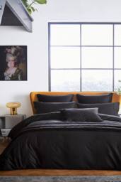 Ted Baker 'TB Plain Dye' Cotton Sateen Duvet Cover in Black - Size: Double - thumbnail 2