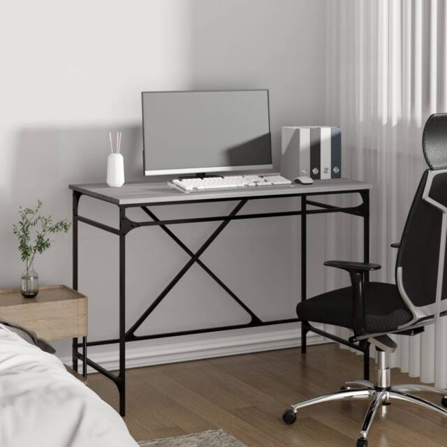 Berkfield Home Charming Desk Grey Sonoma 100x50x75 cm Engineered Wood & Iron - Size: 100 x 50 x 75 cm - image 1