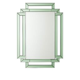 Melody Maison Green Glass Art Deco Rectangle Wall Mirror - 80cm X 50cm - Size: 80 cm X 50 cm