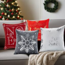 Luxury Living Christmas Let It Snow Decorative Cushion With Pad 45cm x 45cm in White - Size: 45 cm x 45 cm - thumbnail 2