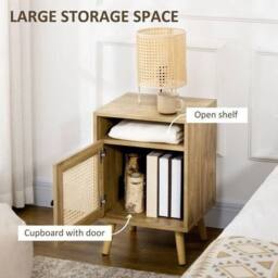 EONLION Set of 2 Bedside Tables with Rattan Mesh Door in Brown - Size: 100 cm - thumbnail 4