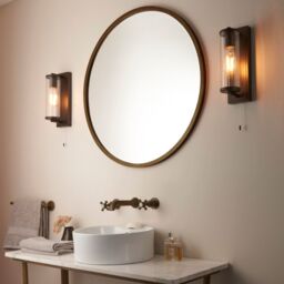 Loops Dark Bronze Bathroom Wall Light & Ribbed Cylinder Glass Shade IP44 Rated Fitting in Clear - thumbnail 4