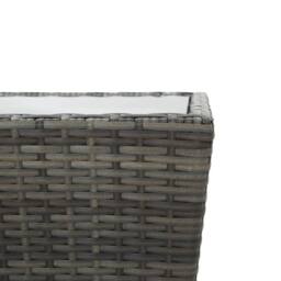 Berkfield Home Tea Table Grey 41.5x41.5x43 cm Poly Rattan & Tempered Glass - thumbnail 5
