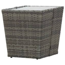 Berkfield Home Tea Table Grey 41.5x41.5x43 cm Poly Rattan & Tempered Glass - thumbnail 4