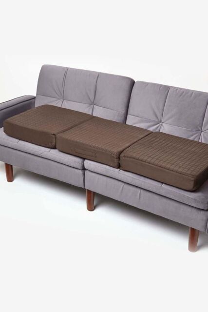Homescapes Suede Orthopaedic Foam 3 Seater Booster Cushion in Chocolate - image 1