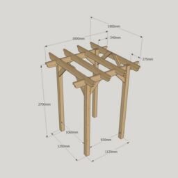 Rutland County Garden Furniture Ltd Garden Pergola - Wood - L180 x W180 x H270 cm - Rustic Brown in Light Green - thumbnail 4