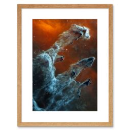"Artery8 Wall Art Print NASA James Webb Telescope Ghostly Figures Pillars of Creation MIRI Image Artwork Framed 9X7 Inch in Beige - Size: W7"" x H9""" - thumbnail 1
