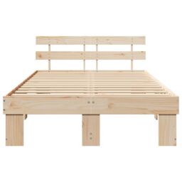 Berkfield Home Bed Frame with Headboard 120x190 cm Solid Wood Pine in Beige - thumbnail 6