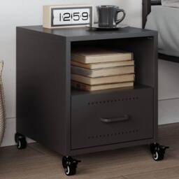 Berkfield Home Stylish Bedside Cabinet Black 36x39x43.5 cm Steel - thumbnail 2