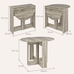 HOMCOM Folding Dining Table Foldable Drop Leaf Dinner Table for Kitchen in Grey - thumbnail 3
