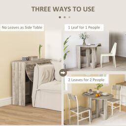 HOMCOM Folding Dining Table Foldable Drop Leaf Dinner Table for Kitchen in Grey - thumbnail 4