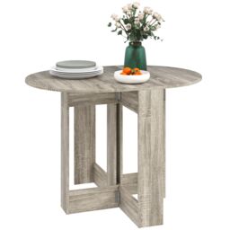 HOMCOM Folding Dining Table Foldable Drop Leaf Dinner Table for Kitchen in Grey - thumbnail 2