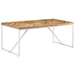 Berkfield Home White Dining Table 180x90x76 cm Solid Acacia & Mango Wood in Brown - Size: 180 x 90 x 76 cm - thumbnail 8
