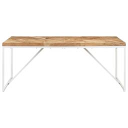Berkfield Home White Dining Table 180x90x76 cm Solid Acacia & Mango Wood in Brown - Size: 180 x 90 x 76 cm - thumbnail 3