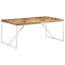 Berkfield Home White Dining Table 180x90x76 cm Solid Acacia & Mango Wood in Brown - Size: 180 x 90 x 76 cm - thumbnail 2