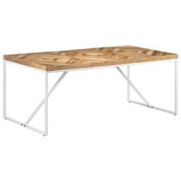 Berkfield Home White Dining Table 180x90x76 cm Solid Acacia & Mango Wood in Brown - Size: 180 x 90 x 76 cm - thumbnail 9