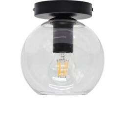 First Choice Lighting Set of 2 Barnum - Clear Glass Globe Black Ceiling Light Fittings - thumbnail 2