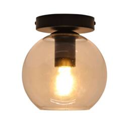 First Choice Lighting Set of 2 Barnum - Clear Glass Globe Black Ceiling Light Fittings - thumbnail 3