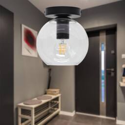 First Choice Lighting Set of 2 Barnum - Clear Glass Globe Black Ceiling Light Fittings - thumbnail 4