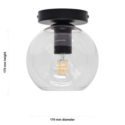 First Choice Lighting Set of 2 Barnum - Clear Glass Globe Black Ceiling Light Fittings - thumbnail 6