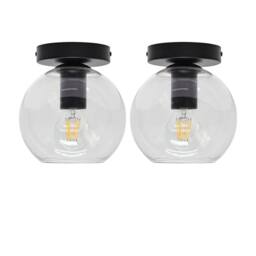 First Choice Lighting Set of 2 Barnum - Clear Glass Globe Black Ceiling Light Fittings - thumbnail 1