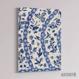 "Artery8 Owen Jones Elegant Blue Flower Bird China Pattern Canvas Art Print - Size: W12"" x H16""" - thumbnail 2