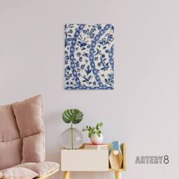 "Artery8 Owen Jones Elegant Blue Flower Bird China Pattern Canvas Art Print - Size: W12"" x H16""" - thumbnail 3