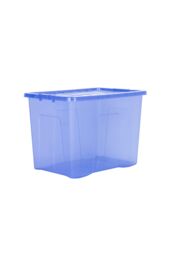 Wham Crystal 4 x 80L Stackable Plastic Storage Boxes with Lids in Blue - thumbnail 2
