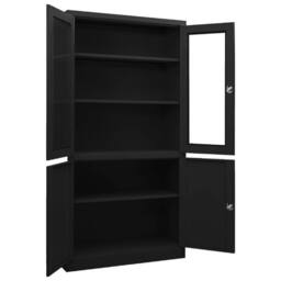 Berkfield Home Office Cabinet Black 90x40x180 cm Steel - Size: 90 x 40 x 180 cm - thumbnail 5