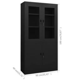 Berkfield Home Office Cabinet Black 90x40x180 cm Steel - Size: 90 x 40 x 180 cm - thumbnail 8