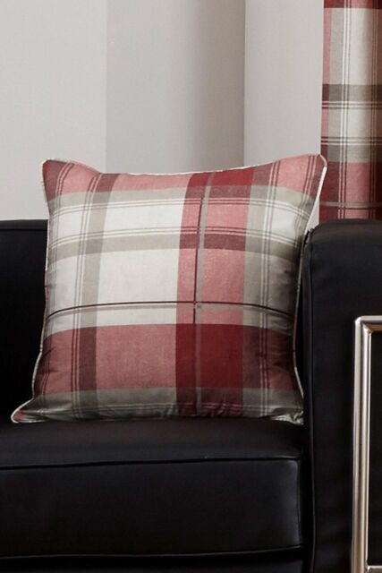 Fusion 'Balmoral Tartan' Warm Woven Check 100% Cotton Filled Cushion in Scarlet - Size: 43 cm x 43 cm - image 1