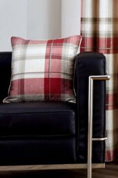Fusion 'Balmoral Tartan' Warm Woven Check 100% Cotton Filled Cushion in Scarlet - Size: 43 cm x 43 cm - thumbnail 2