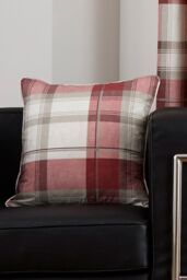 Fusion 'Balmoral Tartan' Warm Woven Check 100% Cotton Filled Cushion in Scarlet - Size: 43 cm x 43 cm