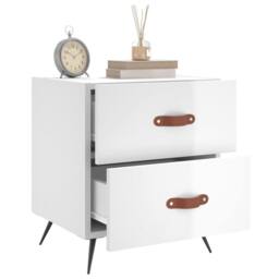 Berkfield Home Bedside Cabinet High Gloss White 40x35x47.5 cm Engineered Wood - thumbnail 7