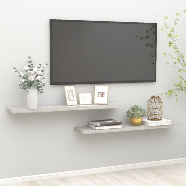 Berkfield Home Floating Wall Shelves 2 pcs Concrete Grey 120x23.5x3.8 cm MDF - image 1