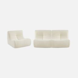 sweeek Set Of 3 Modular Armchairs In Boucle Fabric in White - thumbnail 3