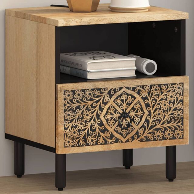 Berkfield Home Bedside Cabinet 40x33x46 cm Solid Wood Mango in Brown - Size: 40 x 33 x 46 cm - image 1