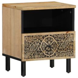 Berkfield Home Bedside Cabinet 40x33x46 cm Solid Wood Mango in Brown - Size: 40 x 33 x 46 cm - thumbnail 2