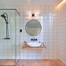 Happy Homewares Modern IP44 Rated Bathroom Wall Light Fitting with Tubular Glass Shades & Pull Switch in Black - thumbnail 7