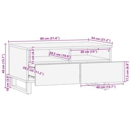 Berkfield Home Coffee Table 80x54x40 cm in Solid Mango Wood in Brown - Size: 80 x 54 x 40 cm - thumbnail 9