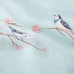 OHS Blossom Bird Reversible Duvet Cover with Pillowcase Bedding Set in Duck Egg Blue - Size: Double - thumbnail 6