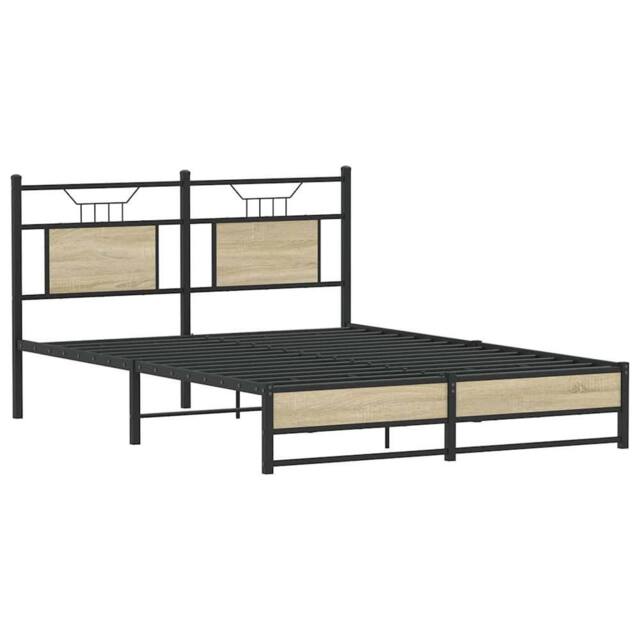 Berkfield Home Decorative Bed Frame without Mattress Sonoma Oak 140x190 cm Engin in Light Tan - image 1