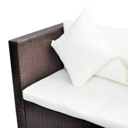 Berkfield Home 4 Piece Garden Lounge Set with Cushions Poly Rattan Brown - thumbnail 5
