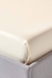 Homescapes Sateen Cotton Flat Sheet 400 TC in Cream - Size: Single Flat - thumbnail 3